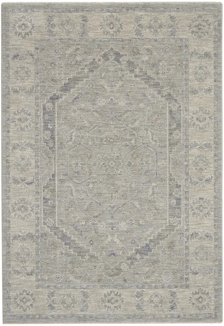 5' X 8' Beige and Gray Floral Medallion Power Loom Area Rug