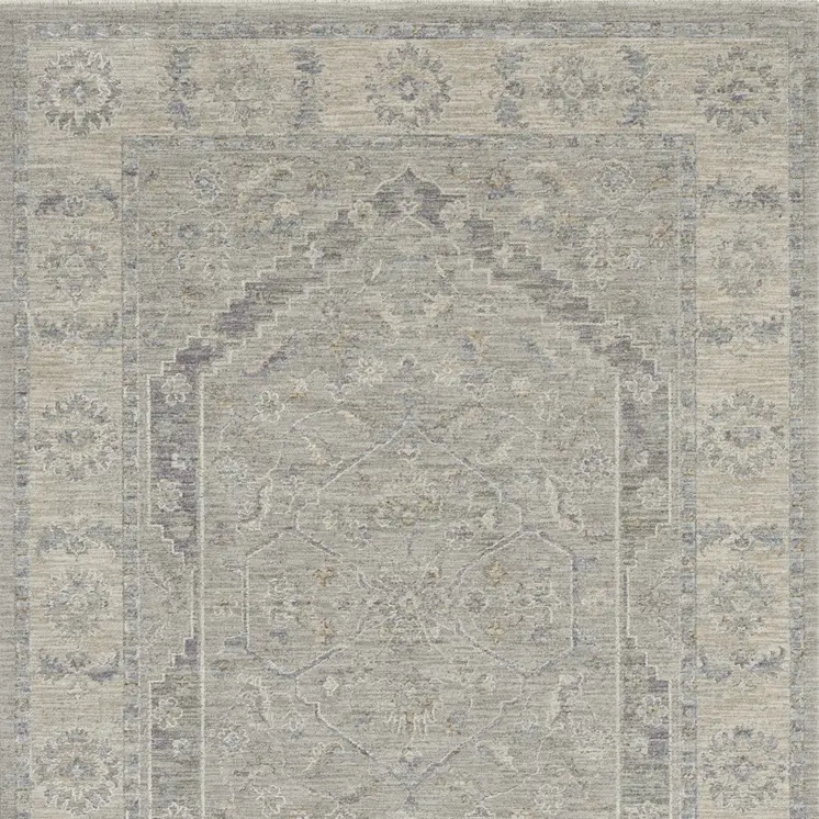 5' X 8' Beige and Gray Floral Medallion Power Loom Area Rug