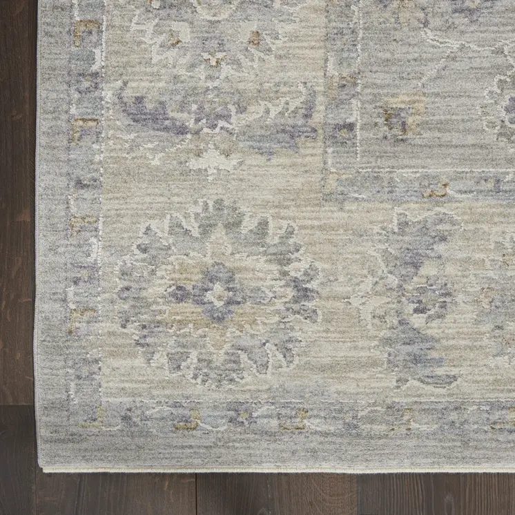 5' X 8' Beige and Gray Floral Medallion Power Loom Area Rug