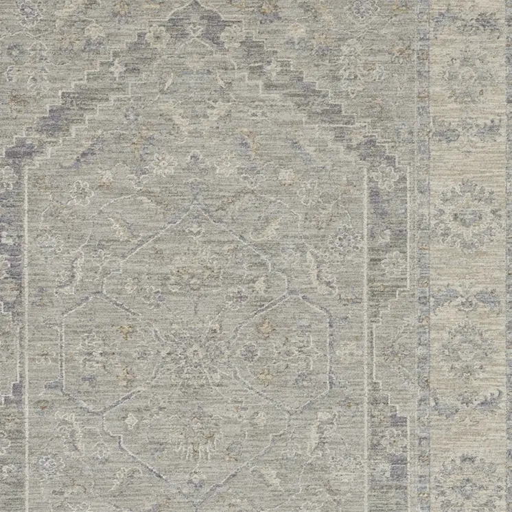 5' X 8' Beige and Gray Floral Medallion Power Loom Area Rug