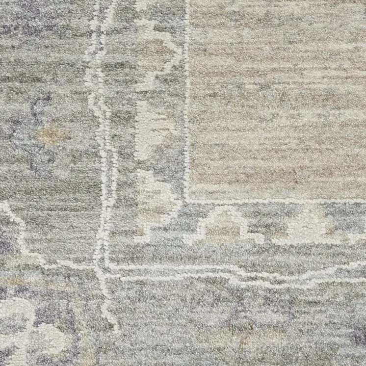 5' X 8' Beige and Gray Floral Power Loom Area Rug