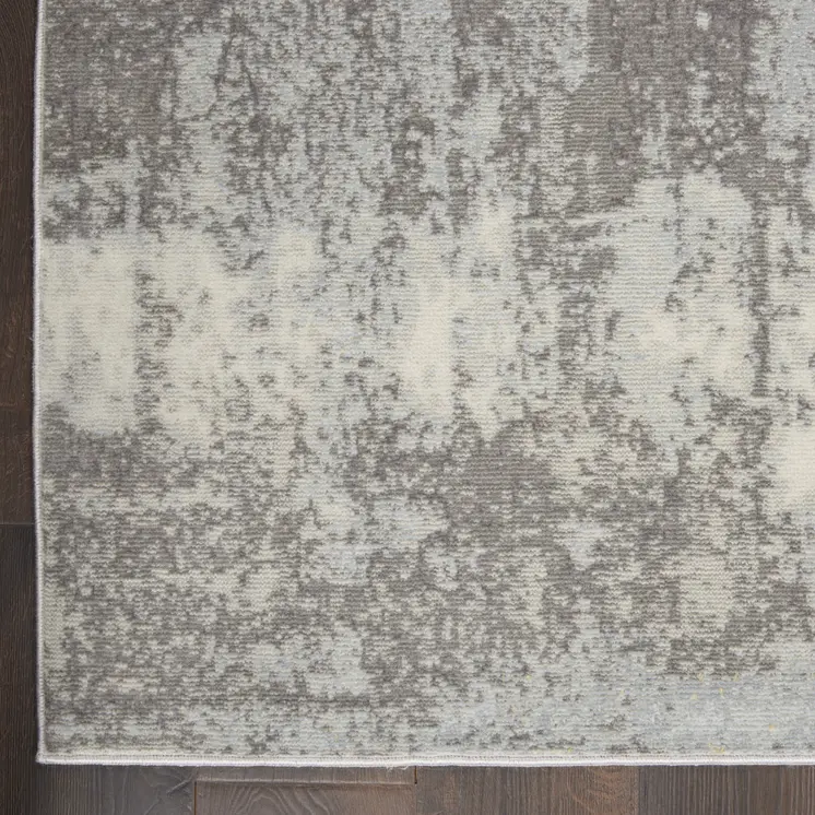 4' X 6' Gray Ivory and Light Blue Abstract Non Skid Area Rug