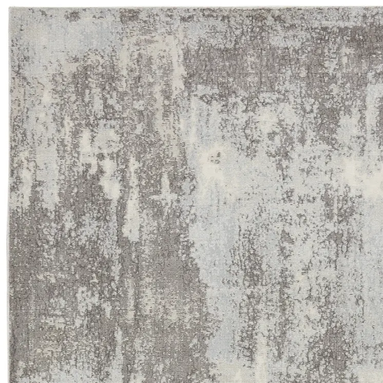 4' X 6' Gray Ivory and Light Blue Abstract Non Skid Area Rug