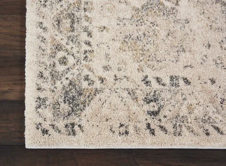 4' X 6' Cream and Gray Medallion Distressed Area Rug
