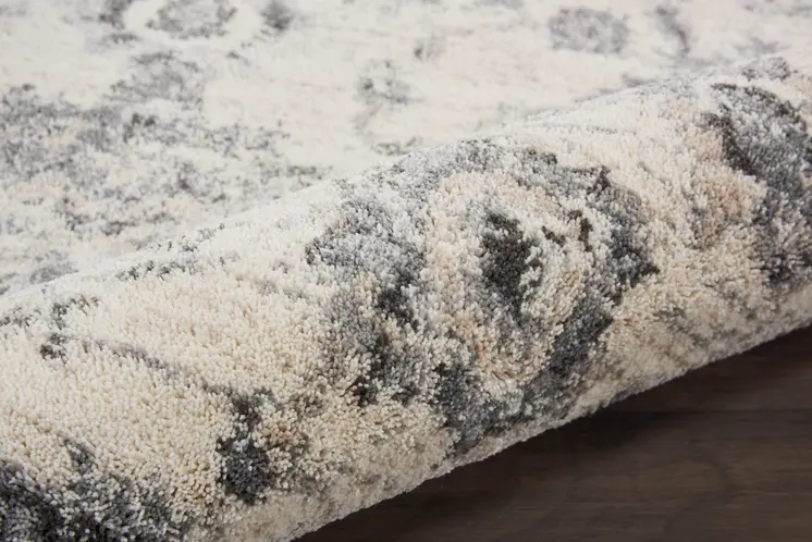 4' X 6' Cream and Gray Floral Medallion Distressed Area Rug