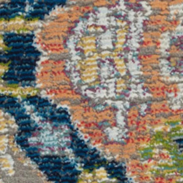4' X 6' Ivory Gray and Orange Floral Distressed Non Skid Area Rug