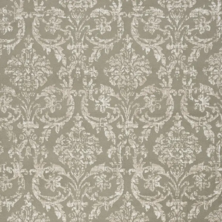 8' X 10' Olive Green and Ivory Damask Distressed Non Skid Area Rug