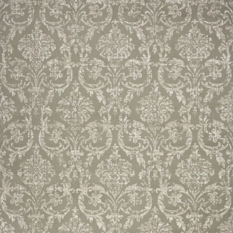 8' X 10' Olive Green and Ivory Damask Distressed Non Skid Area Rug