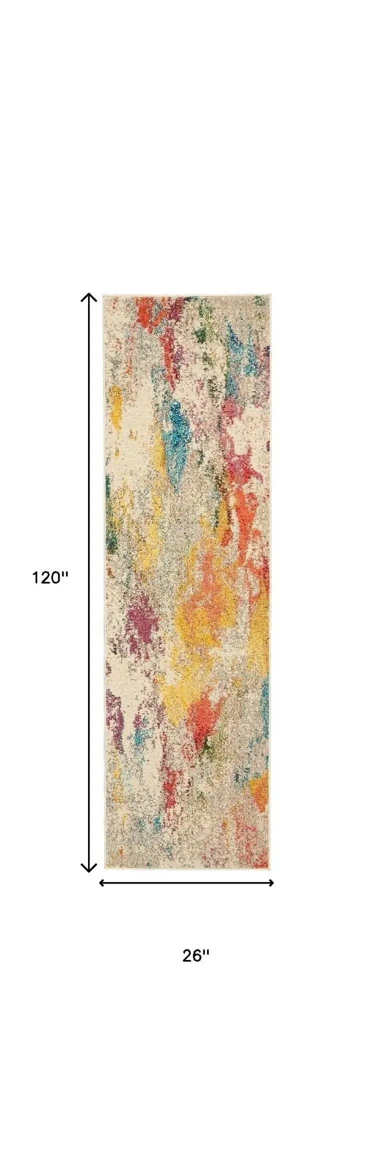 10' Ivory Abstract Runner Rug