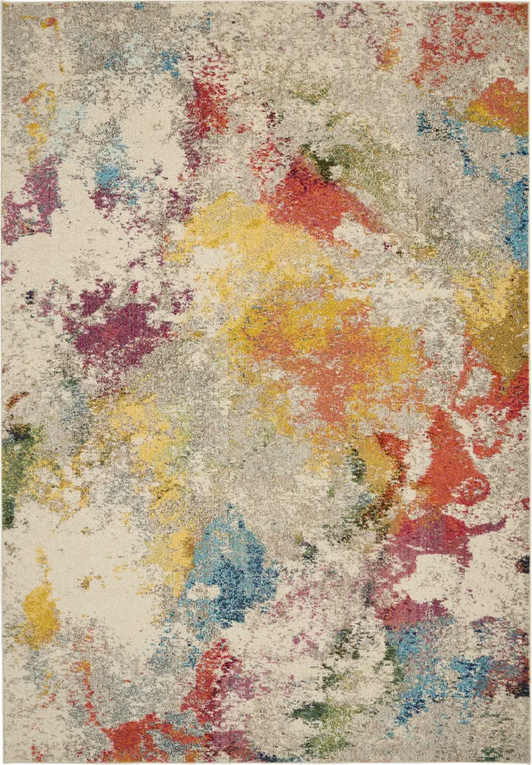 7' X 10' Ivory Abstract Power Loom Area Rug