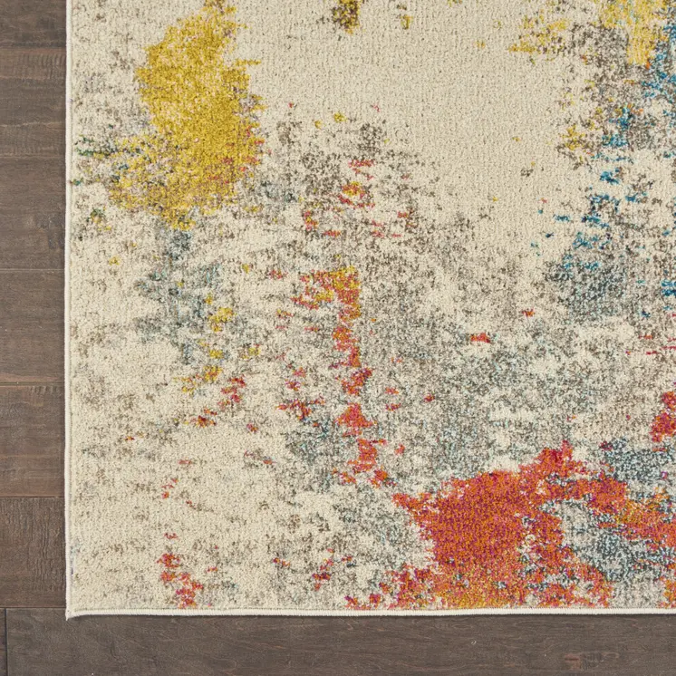 7' X 10' Ivory Abstract Power Loom Area Rug