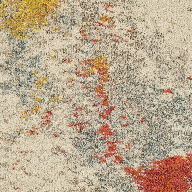 7' X 10' Ivory Abstract Power Loom Area Rug