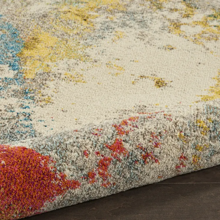 7' X 10' Ivory Abstract Power Loom Area Rug