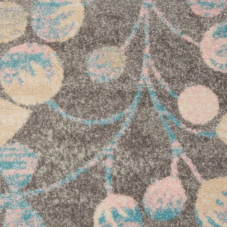 5' X 7' Navy Blue and Beige Botanical Leaves Area Rug