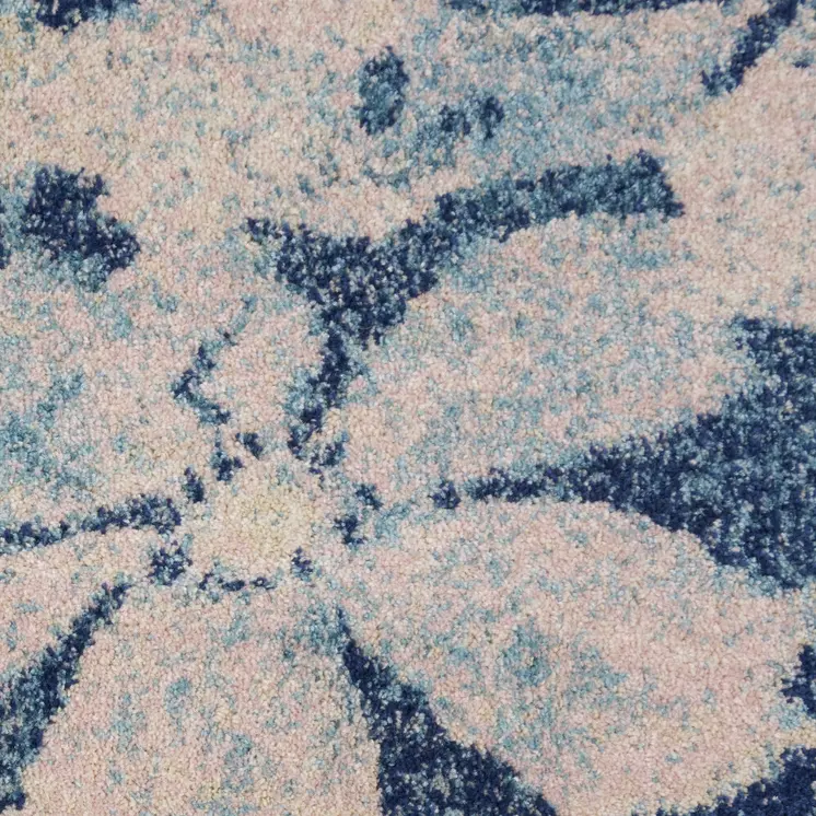 6' X 9' Navy Blue and Ivory Floral Area Rug