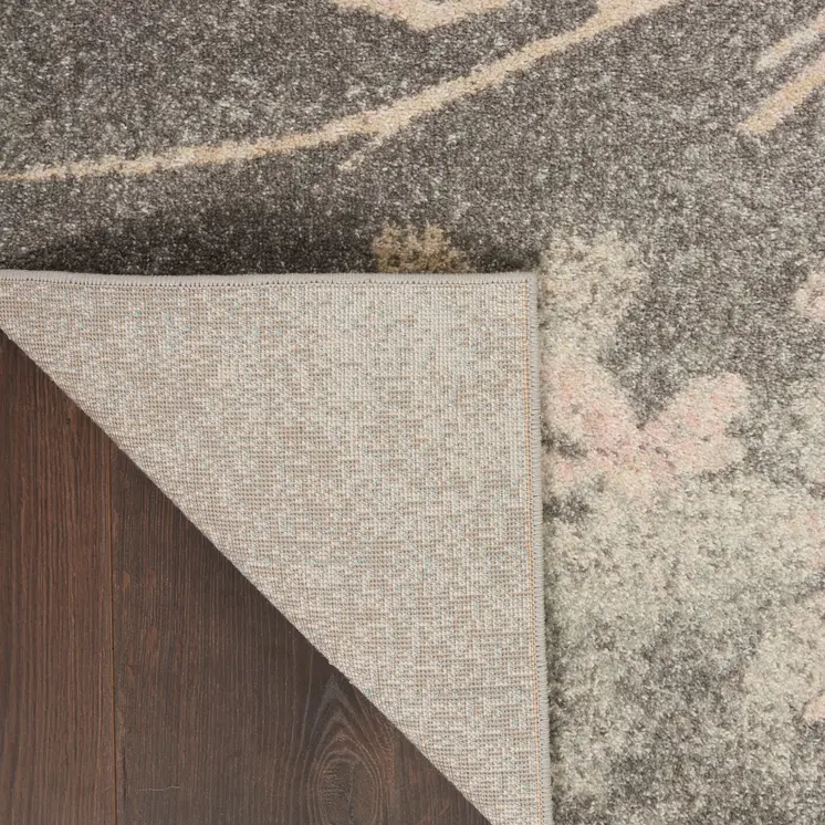 6' X 9' Gray And Pink Floral Area Rug