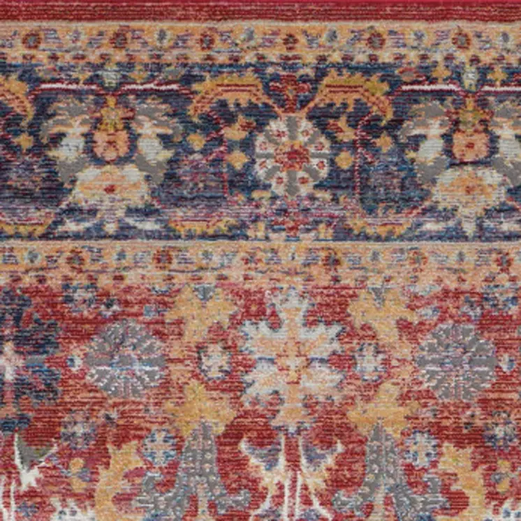 4' X 6' Blue and Red Oriental Distressed Non Skid Area Rug