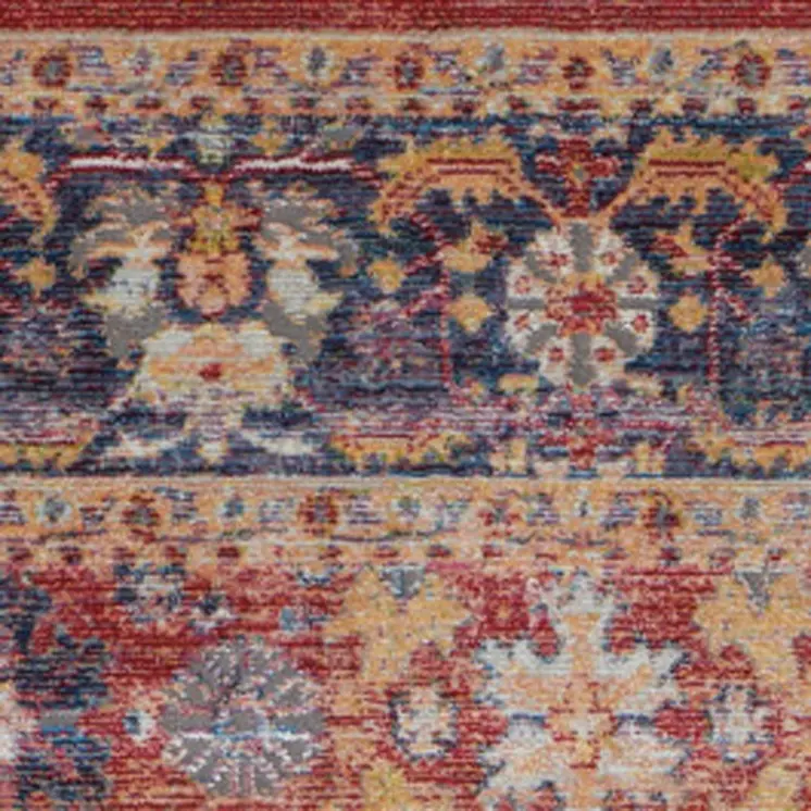 4' X 6' Blue and Red Oriental Distressed Non Skid Area Rug