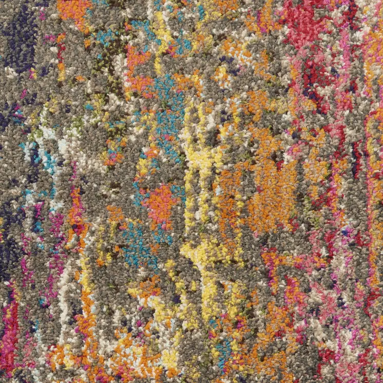 10' Blue and Orange Abstract Non Skid Runner Rug