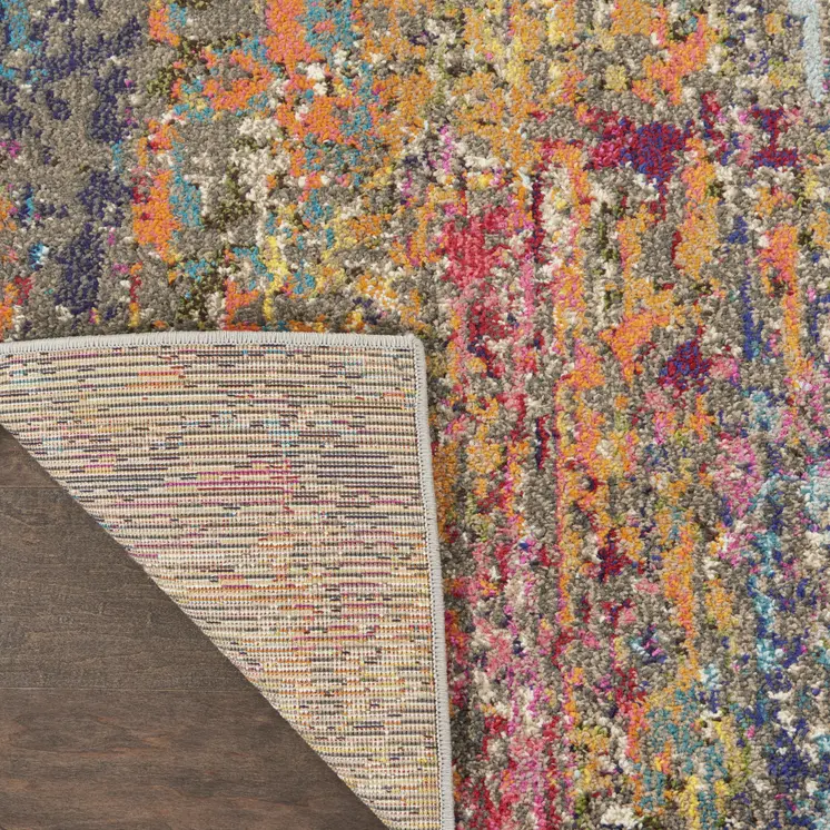 10' Blue and Orange Abstract Non Skid Runner Rug