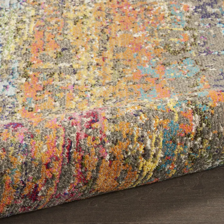 10' Blue and Orange Abstract Non Skid Runner Rug