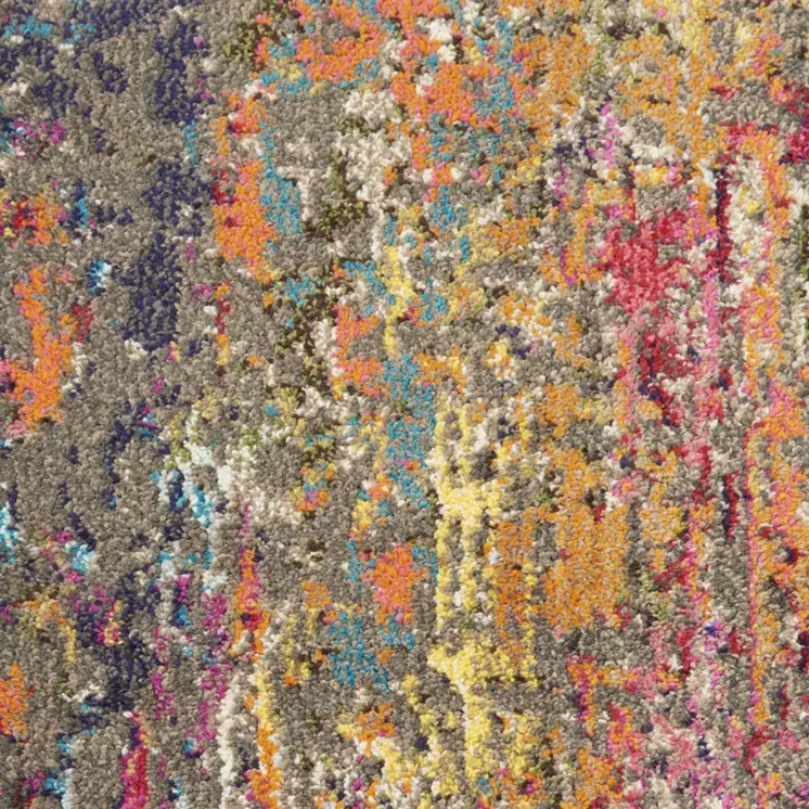 10' Blue and Orange Abstract Non Skid Runner Rug