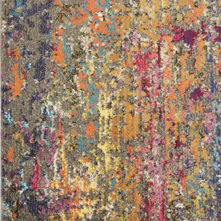 10' Blue and Orange Abstract Non Skid Runner Rug