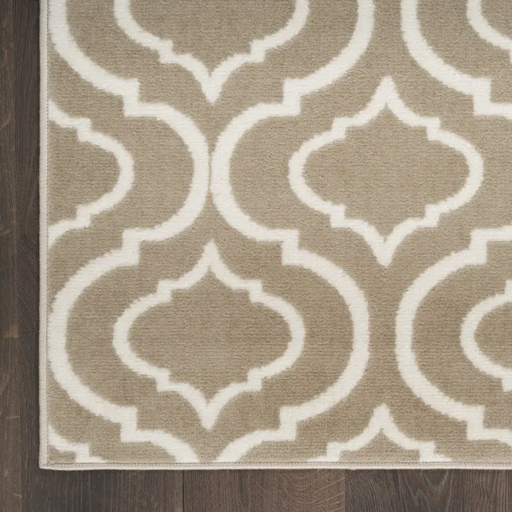 8' X 10' Taupe and Ivory Trellis Non Skid Area Rug