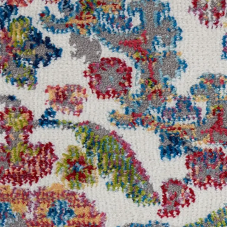 6' Blue Red and Orange Geometric Distressed Non Skid Runner Rug