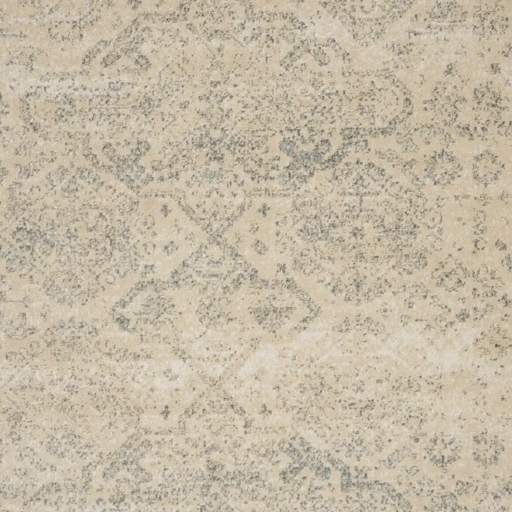 7' X 10' Beige And Gray Geometric Distressed Area Rug
