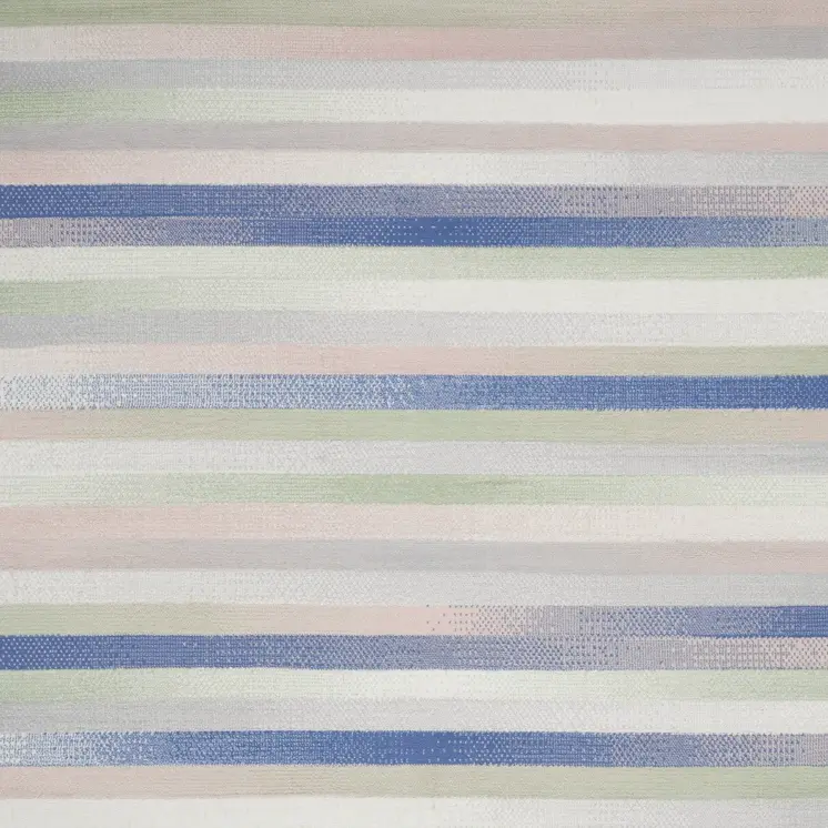 8' X 10' Ivory Tan and Blue Abstract Distressed Non Skid Area Rug