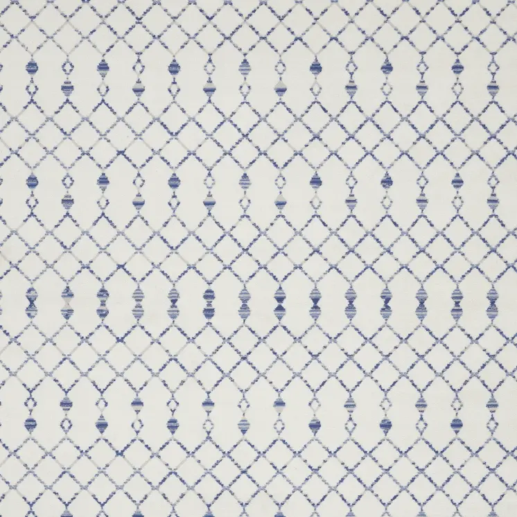 8' X 10' Ivory and Blue Geometric Distressed Non Skid Area Rug
