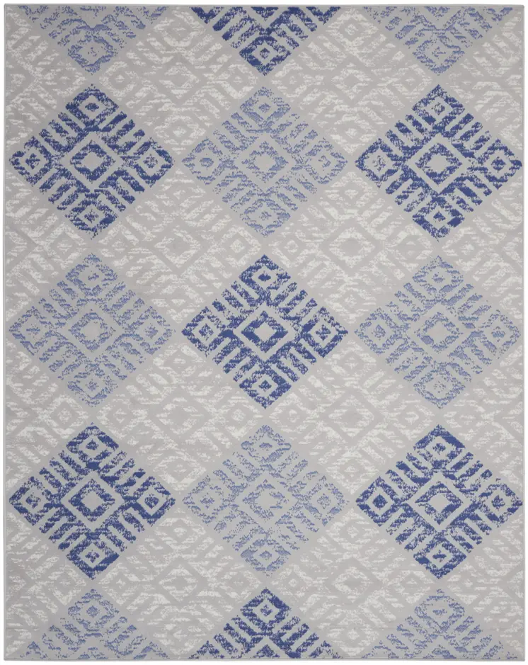 8' X 10' Beige Blue and Gray Geometric Distressed Non Skid Area Rug