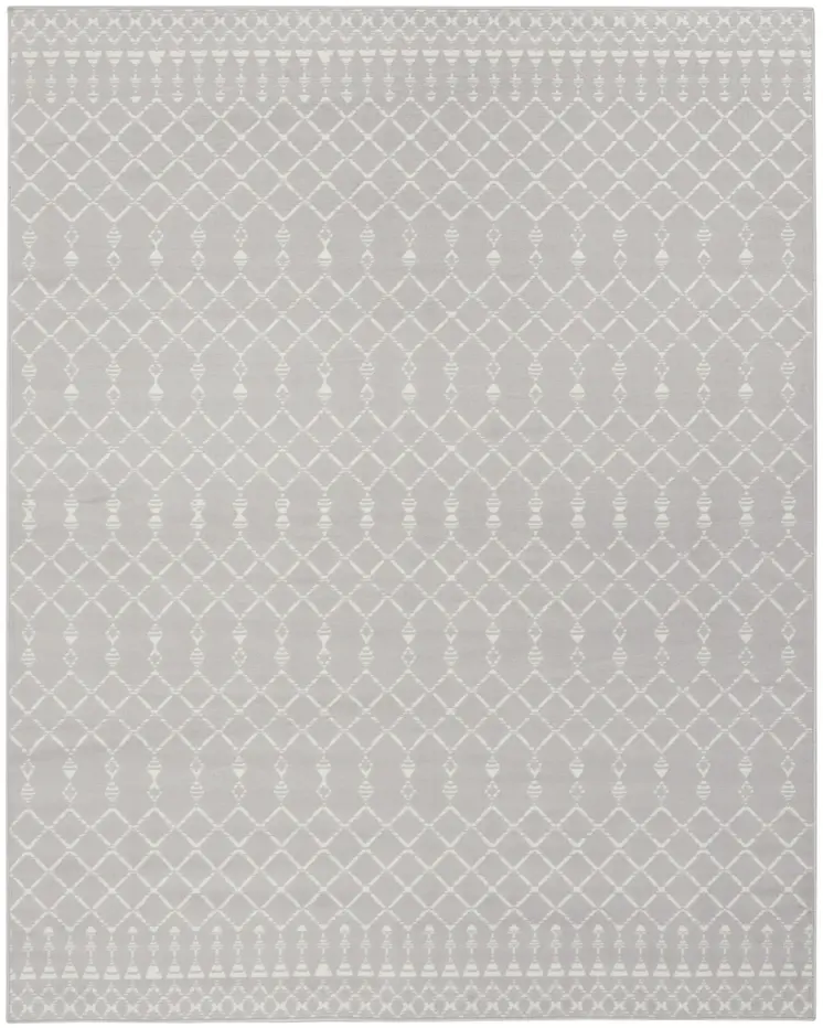 8' X 10' Gray and Ivory Moroccan Distressed Non Skid Area Rug