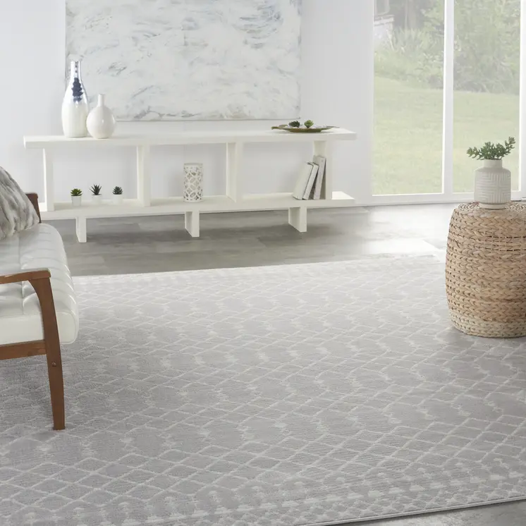 8' X 10' Gray and Ivory Moroccan Distressed Non Skid Area Rug