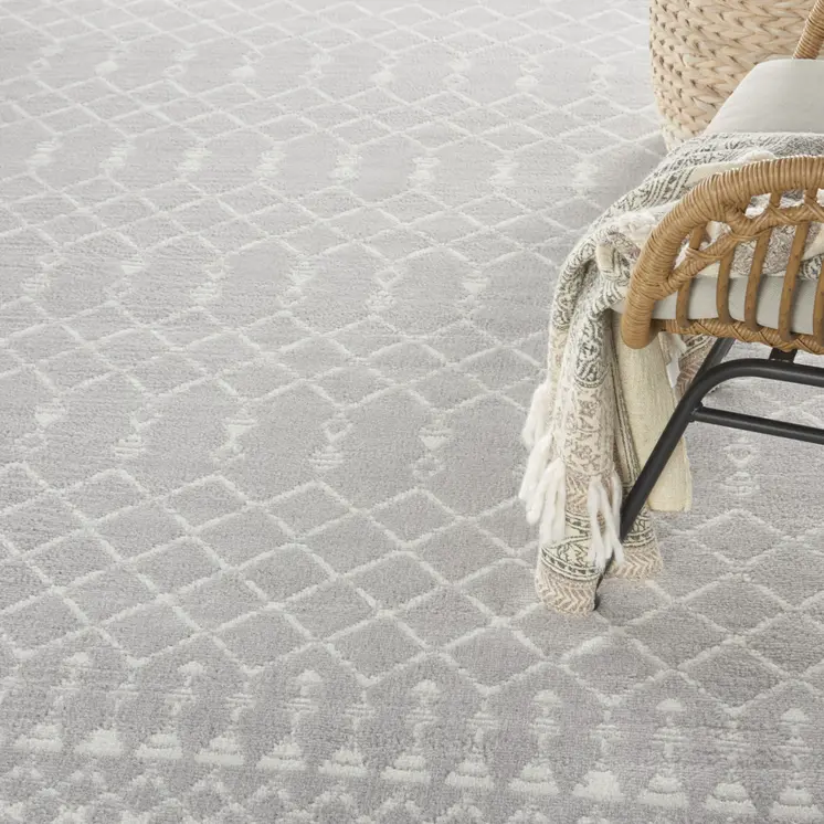 8' X 10' Gray and Ivory Moroccan Distressed Non Skid Area Rug