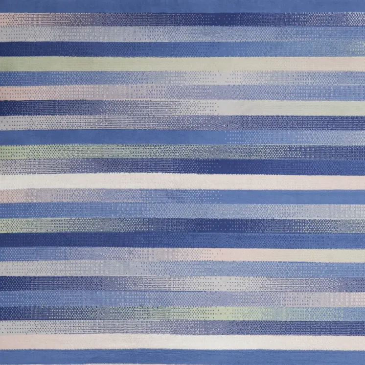 8' X 10' Ivory Tan and Blue Abstract Distressed Non Skid Area Rug