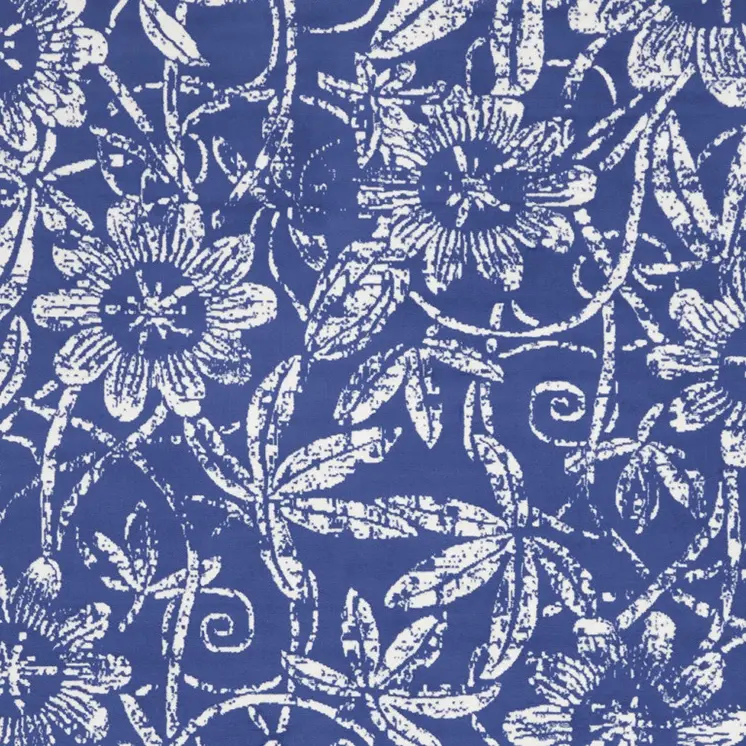 8' X 10' Ivory and Navy Blue Floral Distressed Non Skid Area Rug