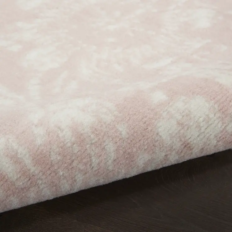 8' X 10' Pink and Ivory Floral Distressed Non Skid Area Rug