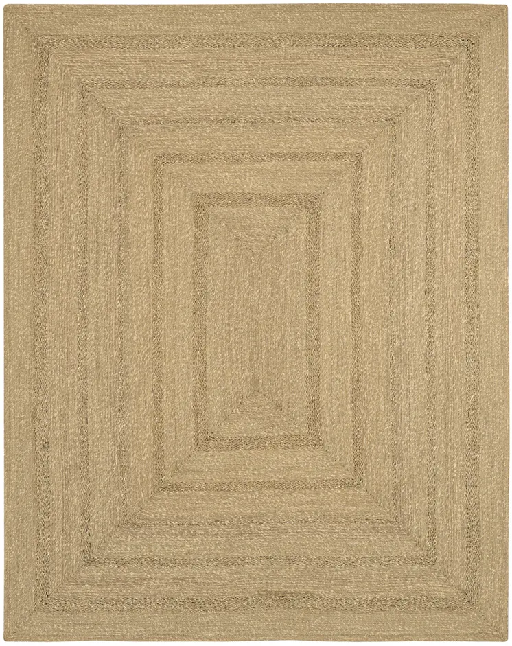 8' X 10' Natural And Brown Handmade Indoor Outdoor Area Rug