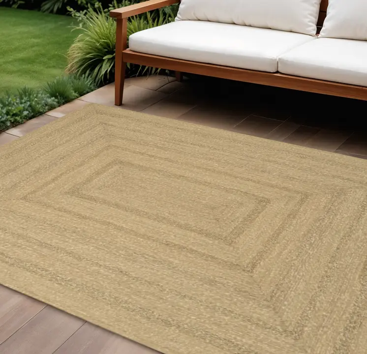 8' X 10' Natural And Brown Handmade Indoor Outdoor Area Rug