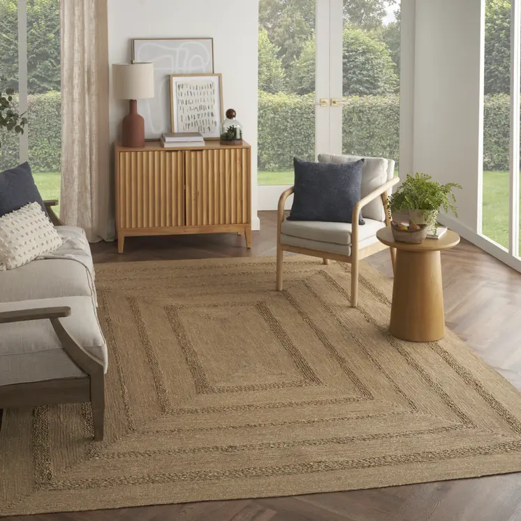 8' X 10' Natural And Brown Handmade Indoor Outdoor Area Rug