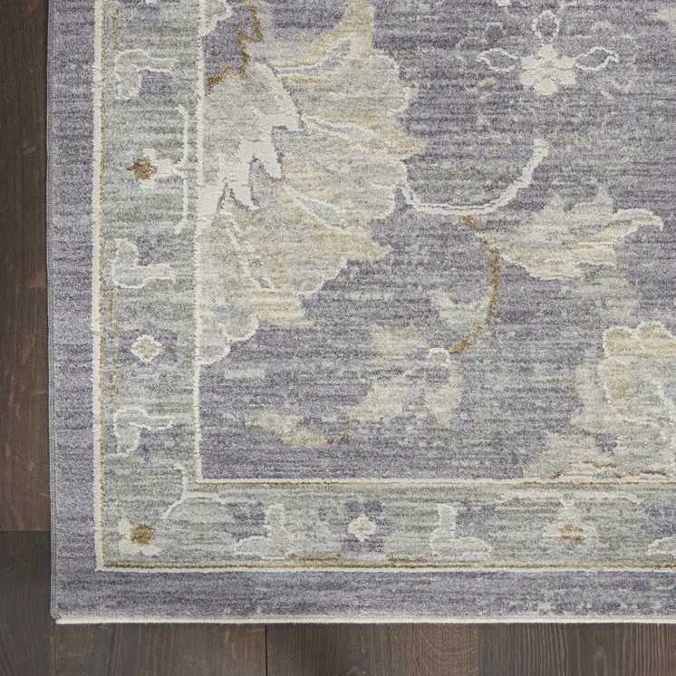 8' X 10' Gray and Ivory Floral Power Loom Area Rug