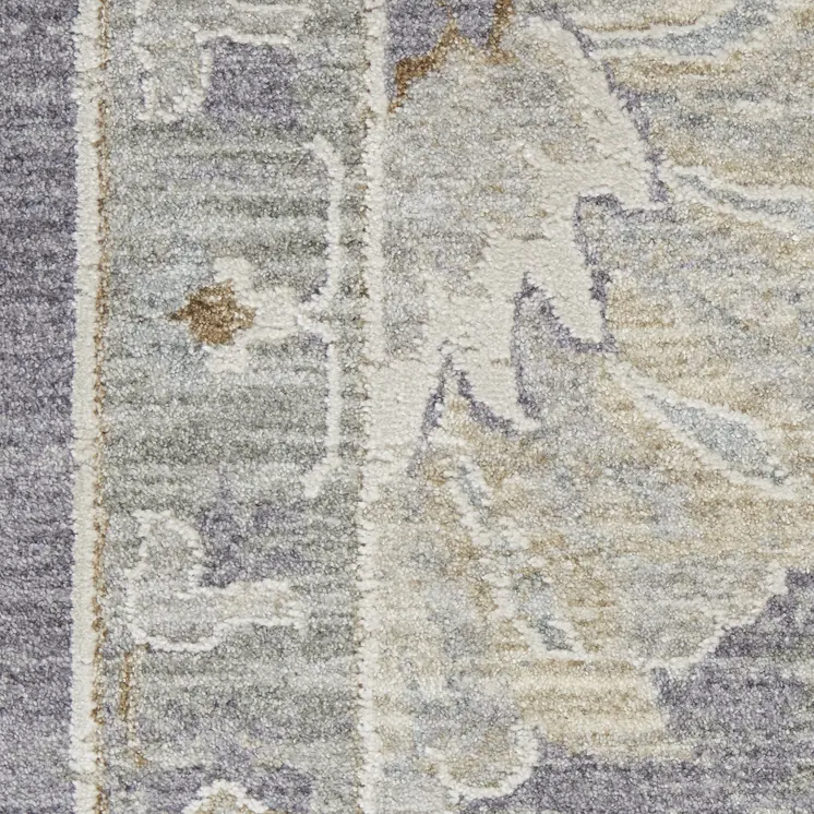 8' X 10' Gray and Ivory Floral Power Loom Area Rug