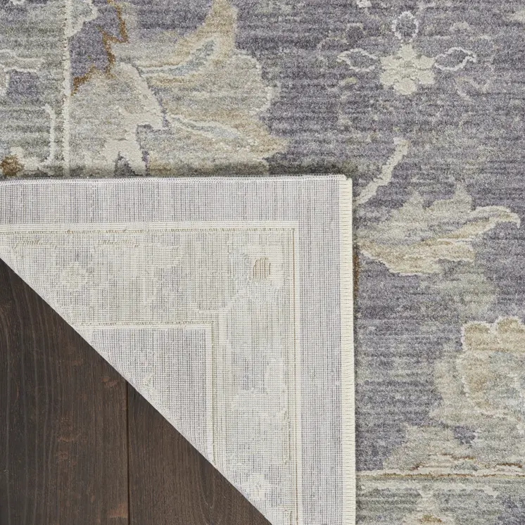 8' X 10' Gray and Ivory Floral Power Loom Area Rug