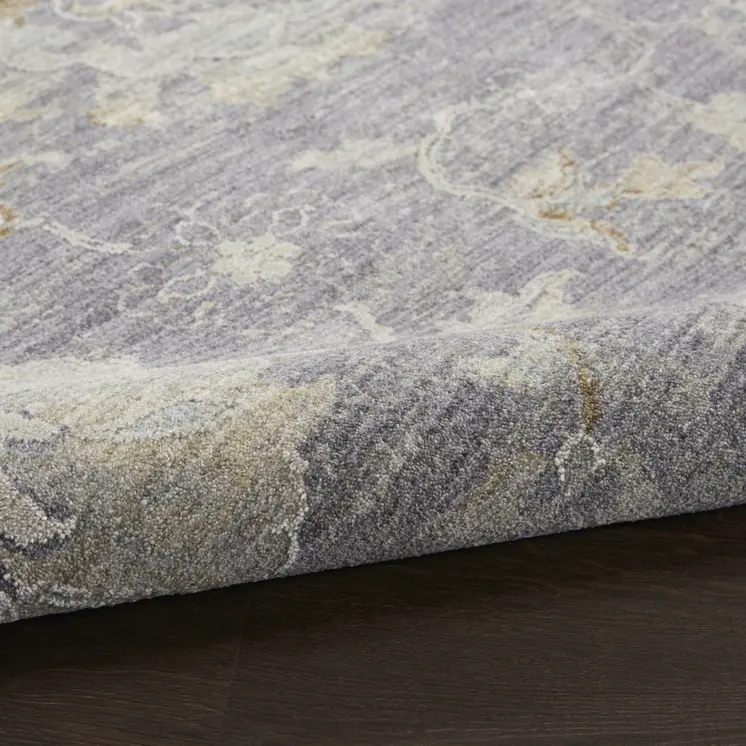8' X 10' Gray and Ivory Floral Power Loom Area Rug