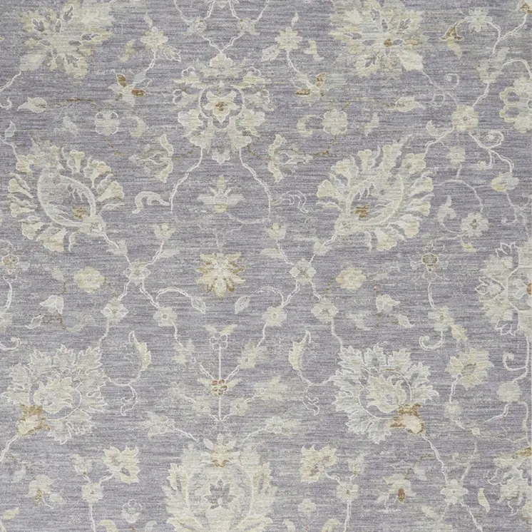 8' X 10' Gray and Ivory Floral Power Loom Area Rug