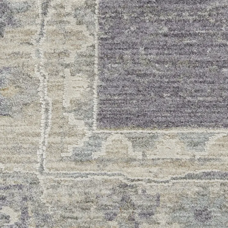 8' X 10' Gray and Ivory Floral Power Loom Area Rug