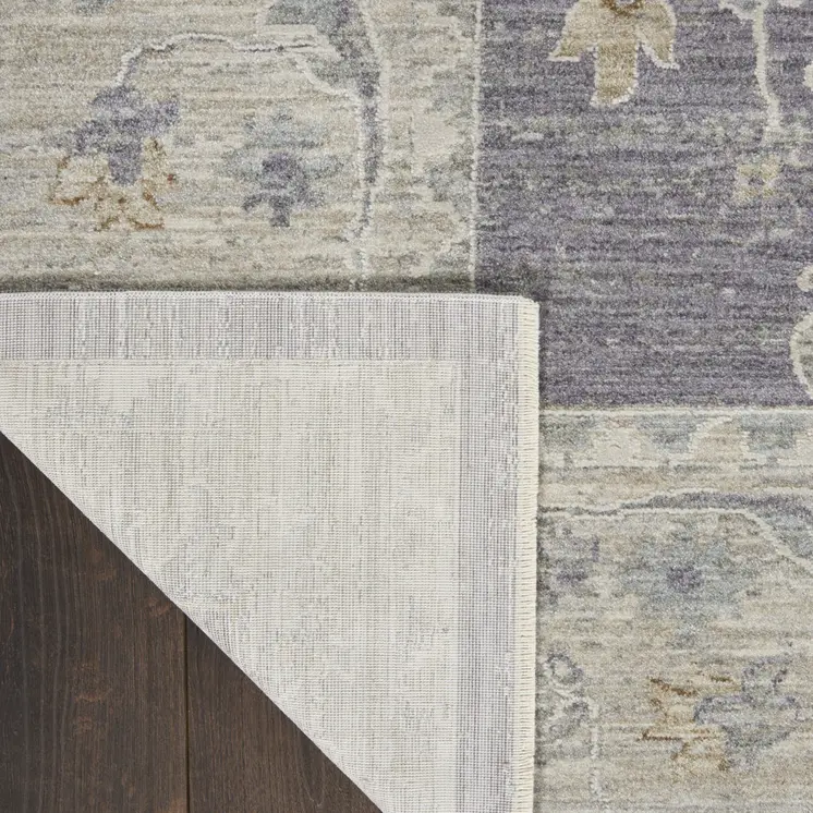 8' X 10' Gray and Ivory Floral Power Loom Area Rug