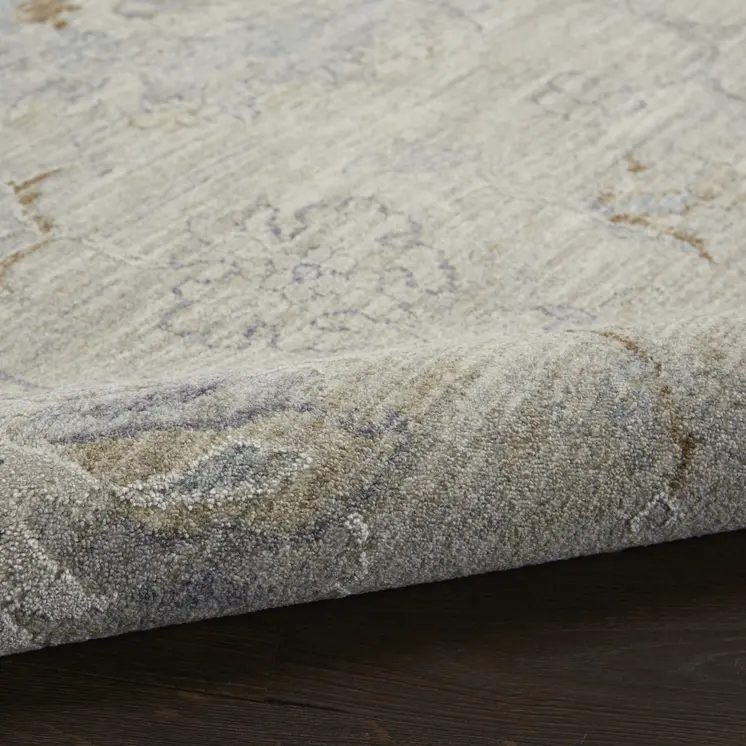 8' X 10' Beige And Gray Floral Medallion Area Rug
